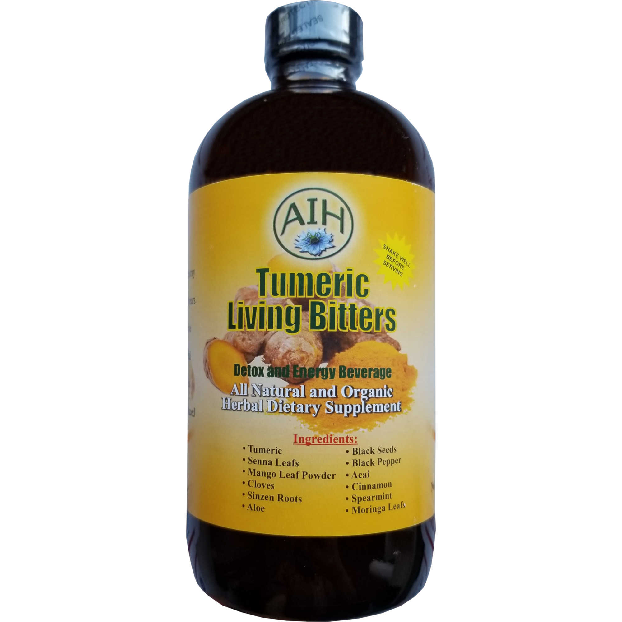 AIH Turmeric Living Bitters Detox and Energy Beverage Front